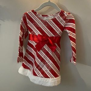 Red and white with silver sparkles candy cane dress!  Worn 1x by daughter.